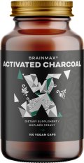 BrainMax Activated Charcoal, aktivní uhlí z kokosových skořápek, 575 mg, 100 rostlinných kapslí