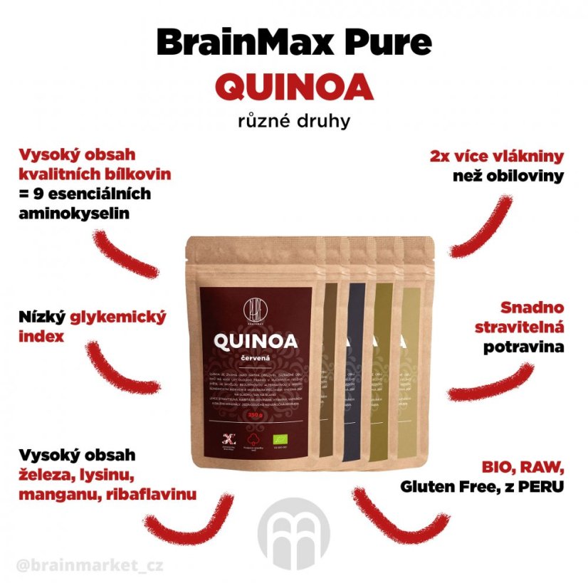 BrainMax Pure Quinoa BIO, bílá, 250 g