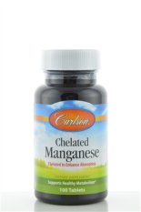 Carlson Labs Chelated Manganese (Mangan v chelátové vazbě),  20 mg, 100 tablet
