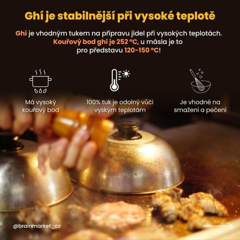 BrainMax Pure Ghee, přepuštěné máslo GHÍ, BIO, 720 ml