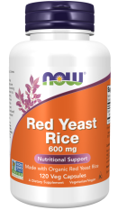 NOW Red Yeast Rice (Červená kvasnicová rýže, extrakt) 600 mg, 120 rostlinných kapslí