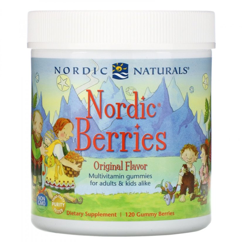 Nordic Berries Multivitamin pro Děti, Sladkokyselé, 120 gumových bombonu