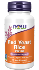 NOW Red Yeast Rice (Červená kvasnicová rýže) 600 mg, 60 rostlinných kapslí