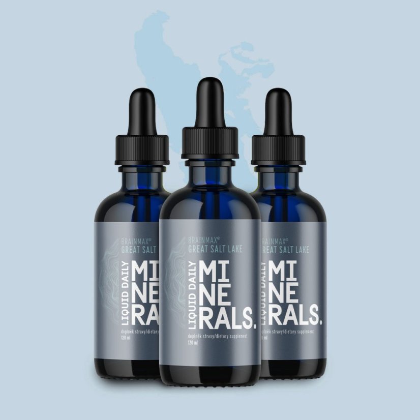 BrainMax Liquid Daily Minerals, Minerály v tekuté přírodní formě pro alkalizaci a remineralizaci, 120 ml