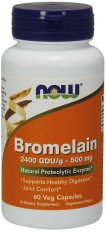 NOW Bromelain, 500 mg, 60 rostlinných kapslí