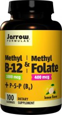 Jarrow Methyl B-12 & Methyl Folate, (Vitamín B12 + Kyselina listová, aktivované formy), 1000 mcg / 400mcg, 100 pastilek