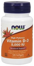 NOW Vitamin D3, 5000 IU, 120 softgel kapslí
