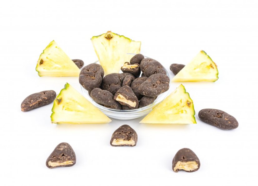 BrainMax Pure Pineapple in Dark Chocolate, Lyofilizovaný ananas v hořké čokoládě, BIO, 225 g