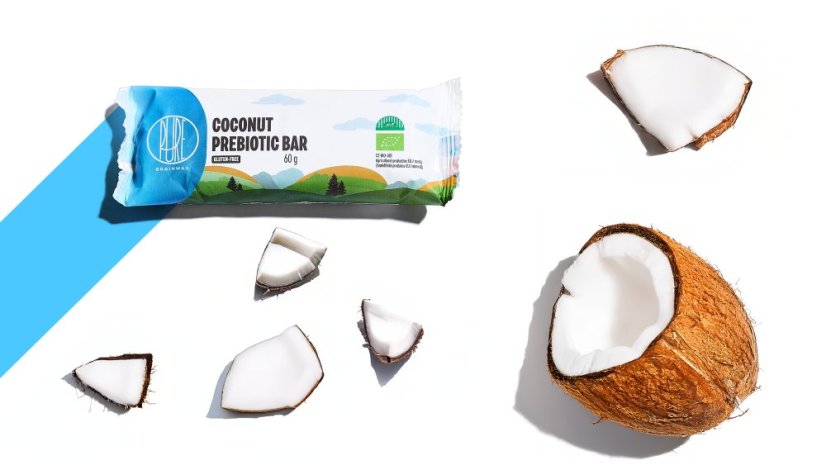 BrainMax Pure Coconut Prebiotic Bar, prebiotická tyčinka, Kokos, BIO, 60 g