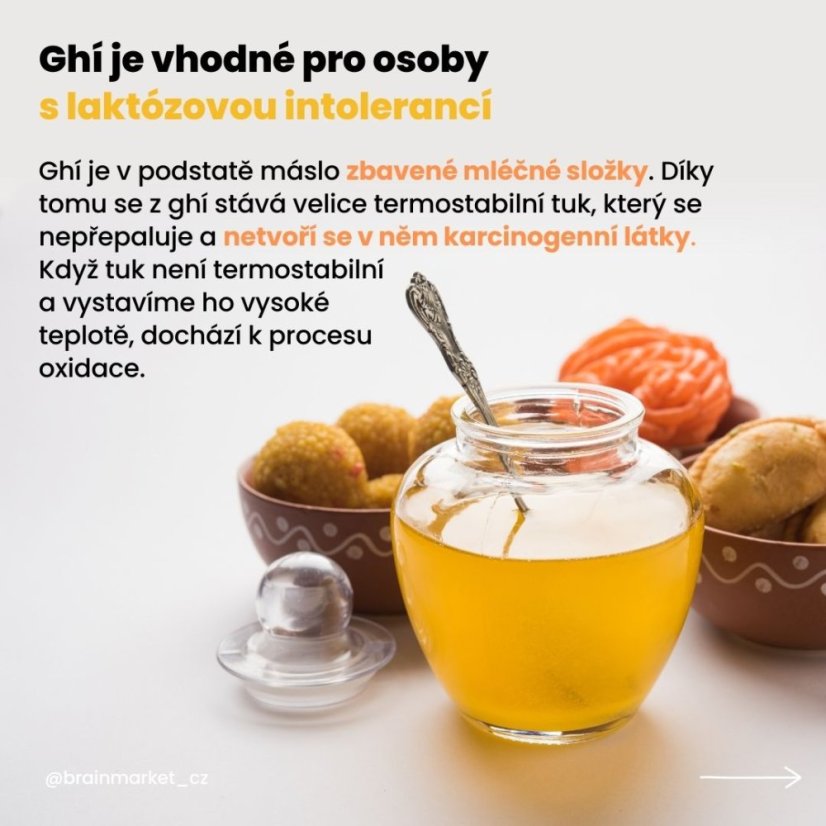 BrainMax Pure Ghee, přepuštěné máslo GHÍ, BIO, 720 ml