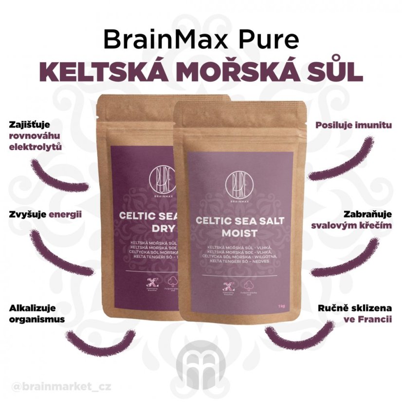 BrainMax Pure Keltská mořská sůl, vlhká
