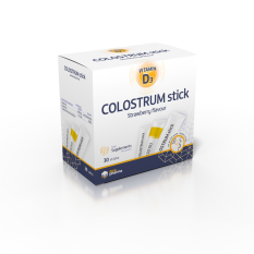 COLOSTRUM 800 mg + Vitamín D3 500IU, Kolostrum, 30 sticků s jahodovou příchutí