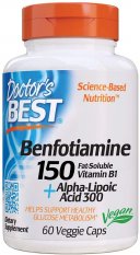 Doctor's Best Benfotiamine with Alpha Lipoic Acid (vitamin B1 s kyselinou lipoovou), 150 mg, 60 rostlinných kapslí