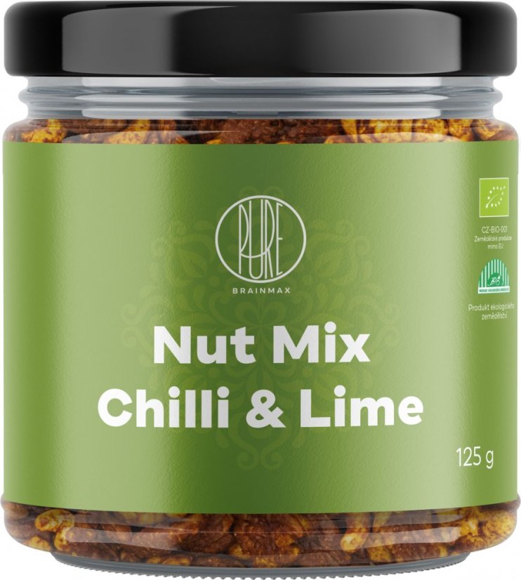 BrainMax Pure Směs ořechů, Chilli & Limetka, BIO, 125 g