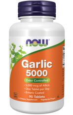 NOW Garlic 5000 mcg alicinu, česnekový olej bez zápachu, 90 enterosolventních tablet
