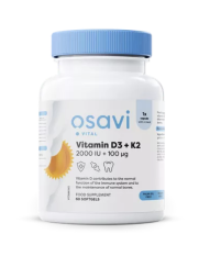 Osavi Vitamín D3 + K2, 2000 IU + 100 ug, 60 softgelových kapslí