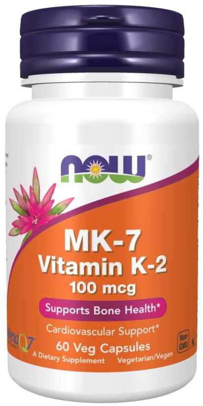 NOW MK-7 Vitamin K2, 100 mcg, 60 rostlinných kapslí