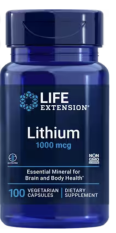 Life Extension, Lithium, litium, 1000 mcg, 100 rostlinných kapslí