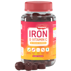 Chewwies Iron & Vitamin C (železo a vitamín C), třešeň, 30 gumových bonbónů