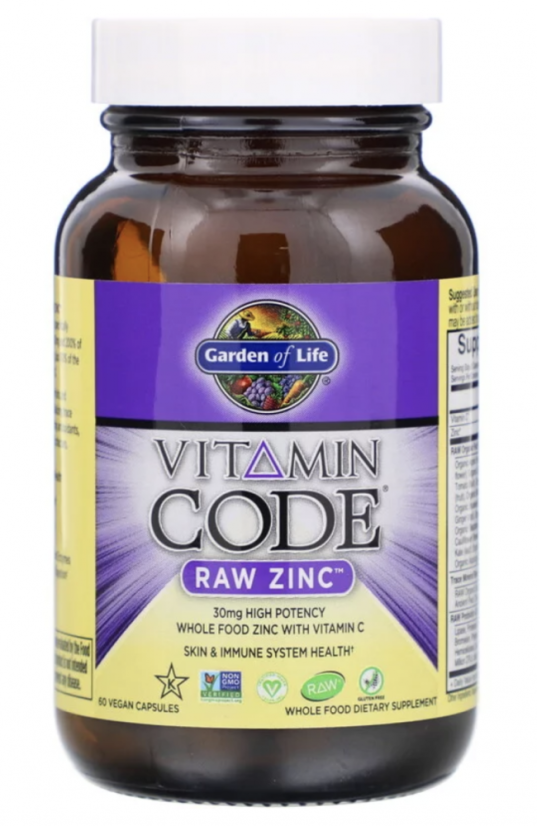 Garden of Life Vitamin Code RAW Zinc 15 mg (zinek + vitamín C), 60 kapslí