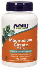 NOW Magnesium Citrate (hořčík citrát), 200 mg, 100 tablet