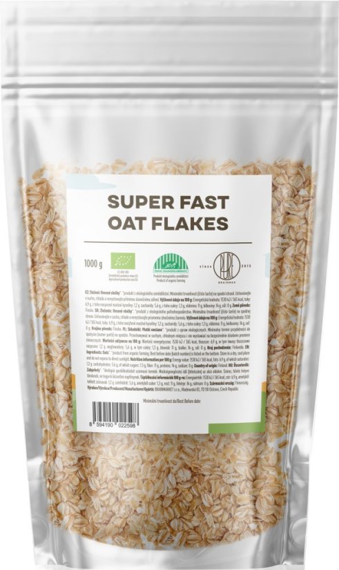 BrainMax Pure Superfast Ovesné Vločky BIO, 1kg