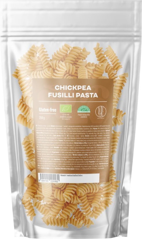 BrainMax Pure Těstoviny z cizrny, spirály, BIO, 250 g