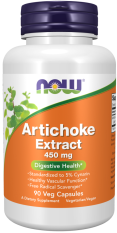 NOW Artichoke (Extrakt z Artyčoku), 450 mg, 90 rostlinných kapslí