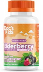 Doctor’s Best Children's Elderberry gummimes, Bezinka s vitamínem C a zinkem  (podpora imunity pro děti), 60 gumových medvídků