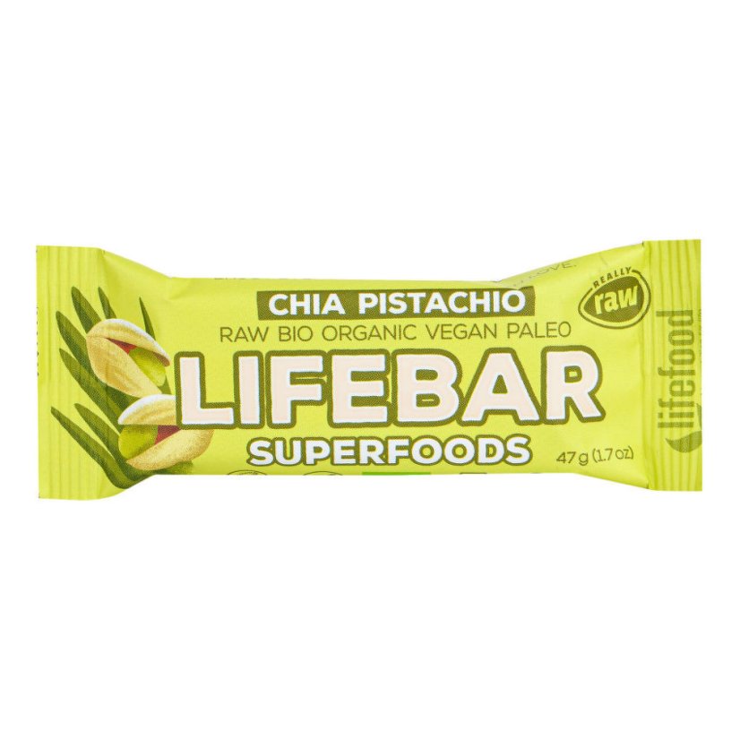 LifeFood - Tyčinka Lifebar chia a pistácie BIO, 47 g