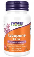 NOW Lycopene (Lykopen), 20 mg, 50 softgelových kapslí
