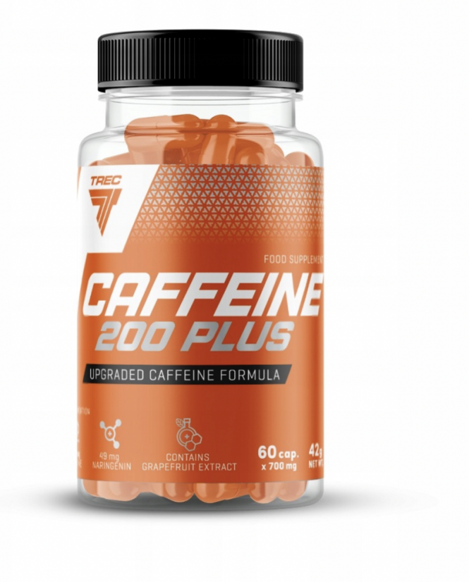 Trec Nutrition Caffeine 200 PLUS, kofein 200 mg, 60 kapslí