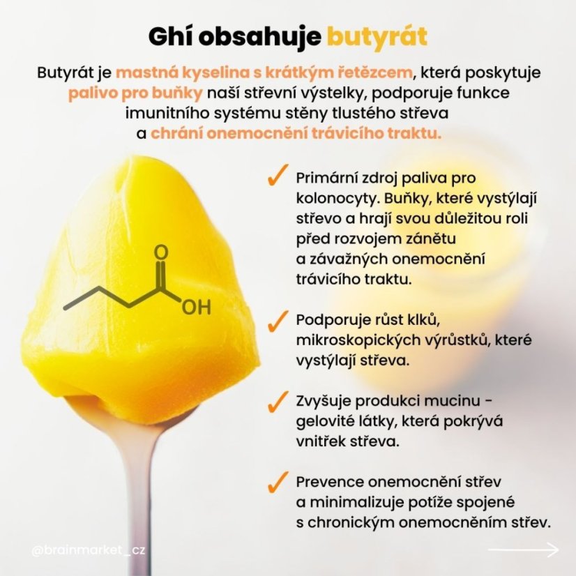 BrainMax Pure Ghee, přepuštěné máslo GHÍ, BIO, 720 ml