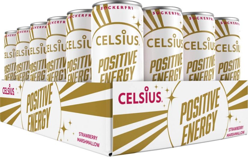 Celsius Energetický Nápoj Positive Energy - Příchuť Jahoda Maršmeloun - 355ml - Box 24 kus