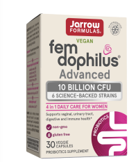 Jarrow Fem-Dophilus® Advanced - 10 Billion CFU (Shelf Stable), vaginální probiotika 10 miliard, 30 rostlinných kapslí