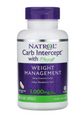 Natrol Carb Intercept with Phase 2 Weight Management (podpora redukce tělesného tuku) 500 mg, 60 rostlinných kapslí -expirace