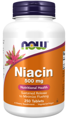 NOW Niacin (Vitamín B3), 500 mg, 250 tablet