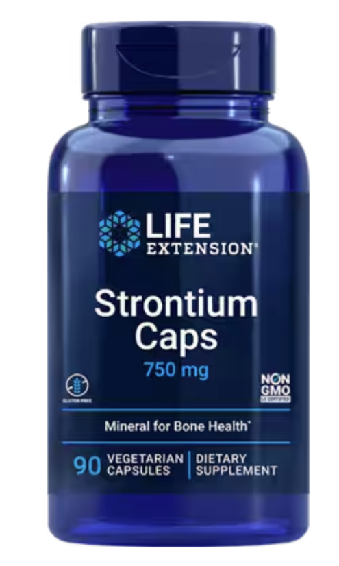 Life Extension Strontium, Stroncium 750 mg, 90 rostlinných kapslí