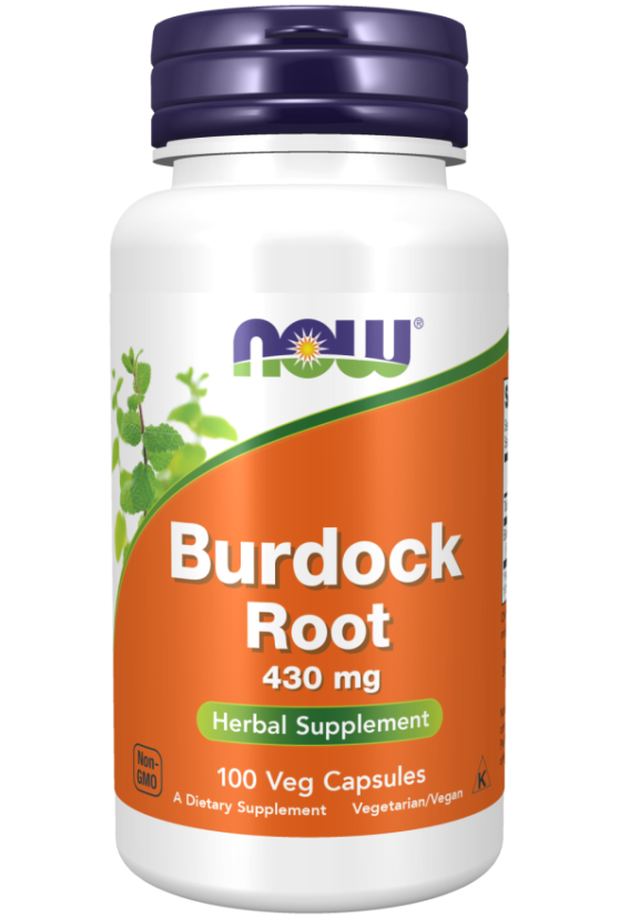 NOW Burdock Root 430 mg, lopuch kořen, 100 rostlinných kapslí