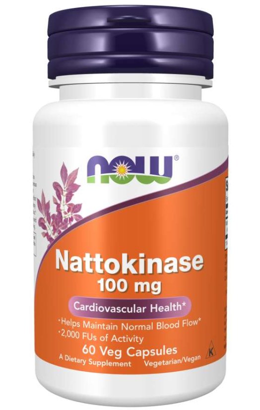 NOW Nattokinase, 100 mg, 60 rostlinných kapslí