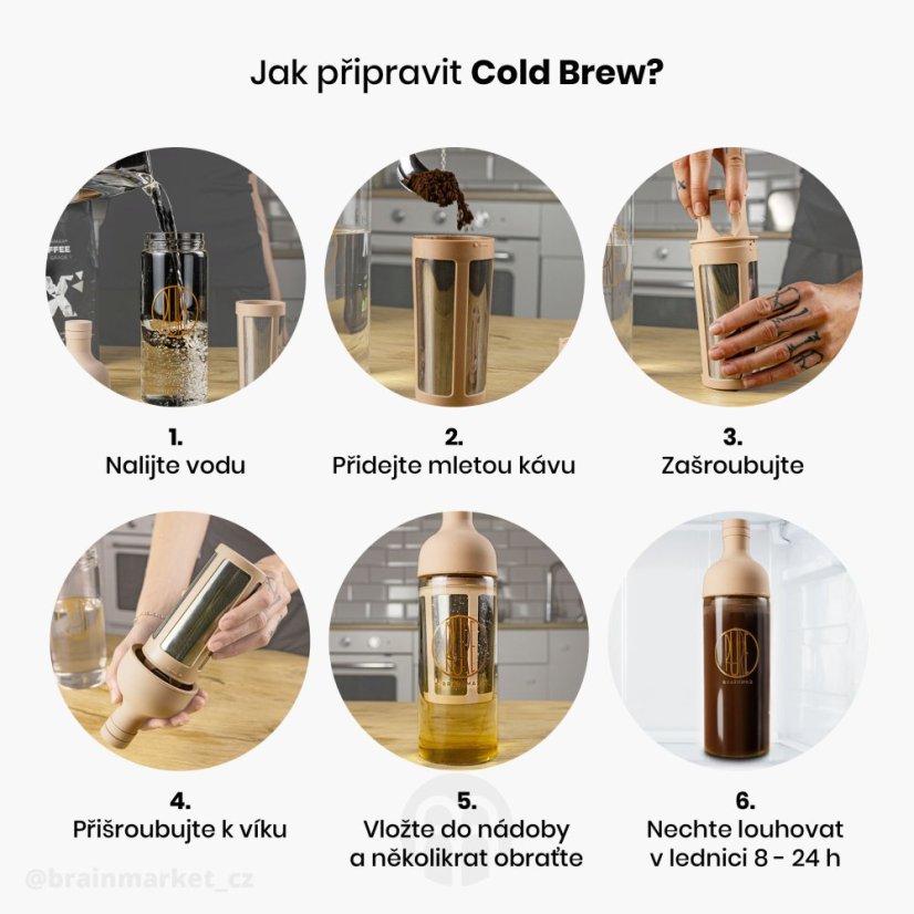 BrainMax Pure láhev na přípravu Cold Brew, 750 ml - světle hnědá