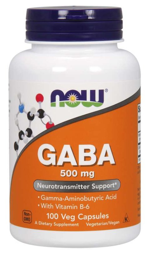 NOW GABA (kyselina gama-aminomáselná) 500 mg + 2mg Vitamín B6, 100 kapslí