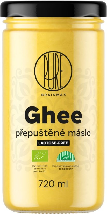 BrainMax Pure Ghee, přepuštěné máslo GHÍ, BIO, 720 ml