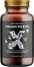 BrainMax Vegan Vitamin D3 & K2 4000 IU / K2 jako MK7 all-trans K2VITAL®DELTA 150 mcg, 100 rostlinných kapslí