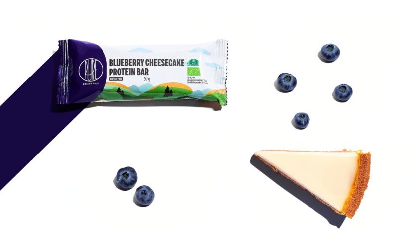 BrainMax Pure Blueberry Cheesecake Protein Bar, Proteinová tyčinka, Borůvkový cheesecake, BIO, 60 g