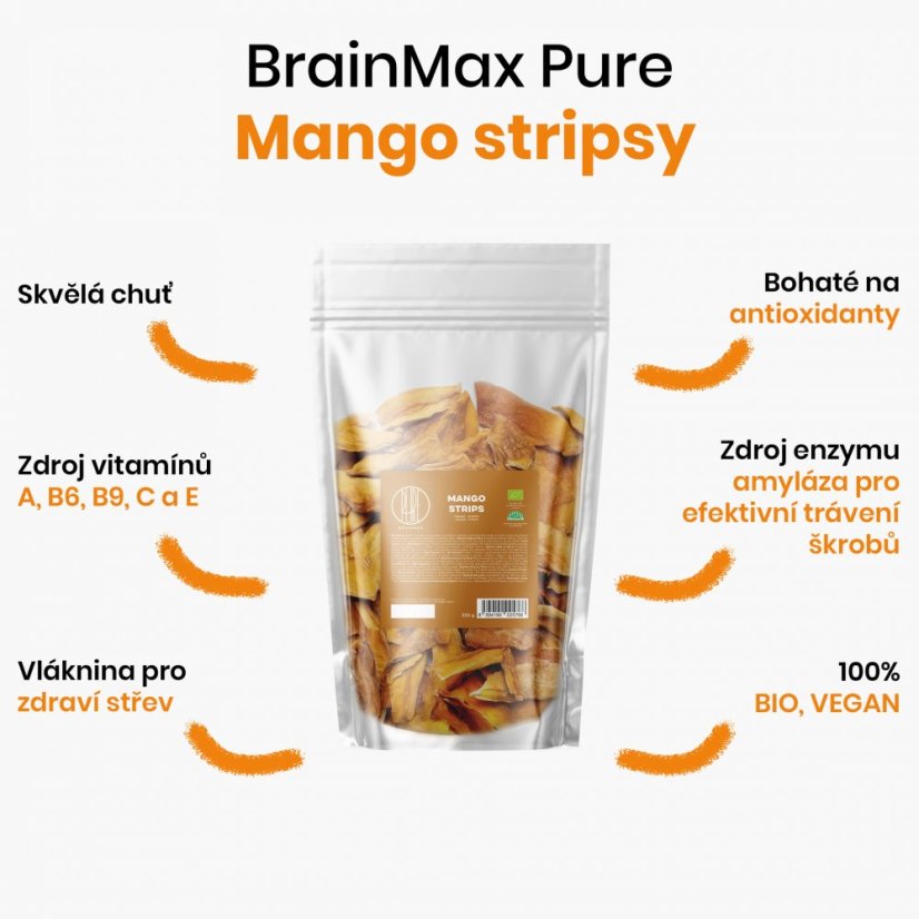 BrainMax Pure Mango, BIO, stripsy 250 g