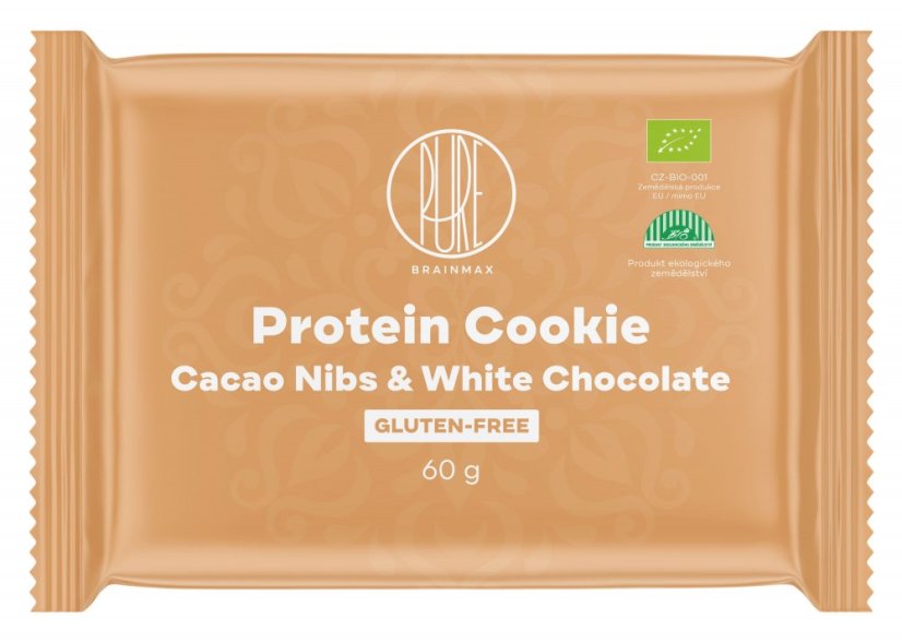 BrainMax Pure Protein Cookie, Kakaové boby & Bílá čokoláda, BIO, 60 g