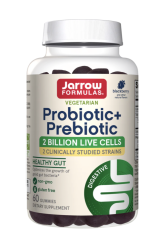 Jarrow Formulas Probiotic + prebiotic, probiotika a prebiotika, černý rybíz, 60 gumových bonbónů