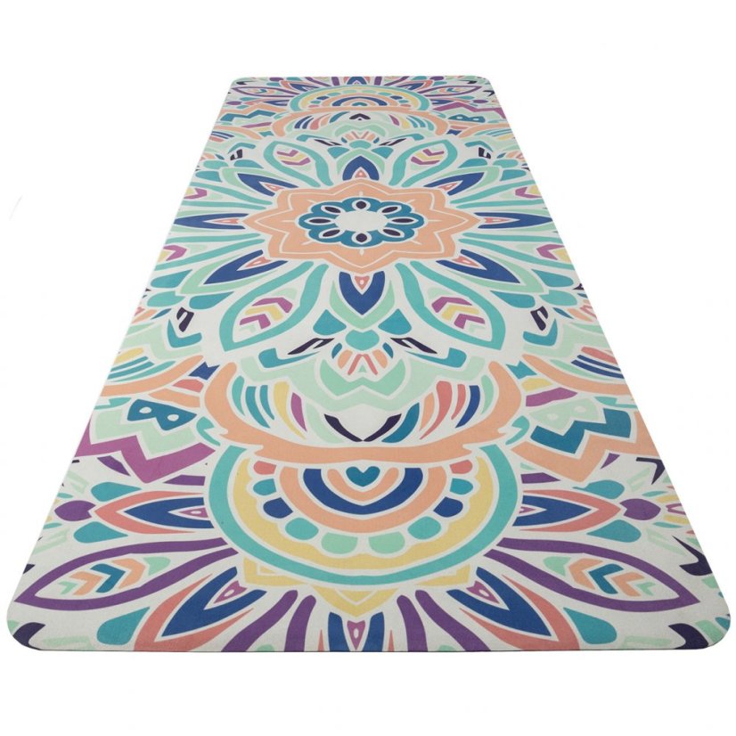 YATE Yoga mat přírodní guma, vzor I, 1 mm -  růžová/modrá